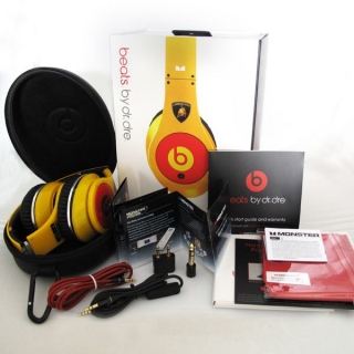 lamborghini yellow and red Monster Beats by Dre Studio