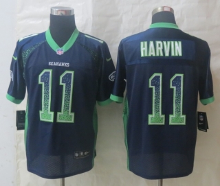 2013 New Nike Seattle Seahawks 11 Harvin Drift Fashion Blue Elite Jerseys