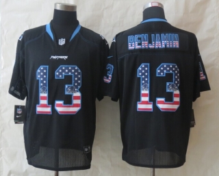 2014 New Nike Carolina Panthers 13 Benjamin USA Flag Fashion Black Elite Jerseys