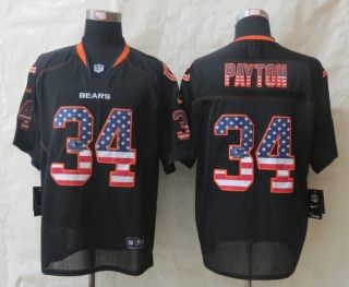 2014 New Nike Chicago Bears 34 Payton USA Flag Fashion Black Elite Jerseys