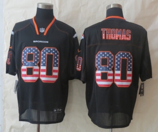 2014 New Nike Denver Broncos 80 Thomas USA Flag Fashion Black Elite Jerseys
