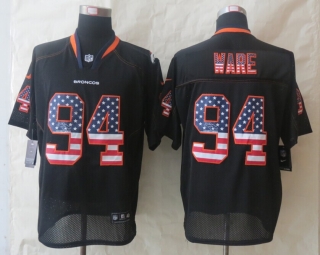 2014 New Nike Denver Broncos 94 Ware USA Flag Fashion Black Elite Jerseys