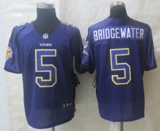2014 NEW Nike Minnesota Vikings 5 Bridgewater Drift Fashion Purple Elite Jerseys