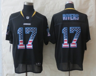 2014 New Nike San Diego Charger 17 Rivers USA Flag Fashion Black Elite Jerseys