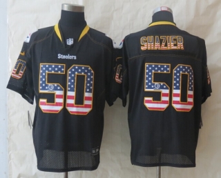 2014 New Nike Pittsburgh Steelers 50 Shazier USA Flag Fashion Black Elite Jersey