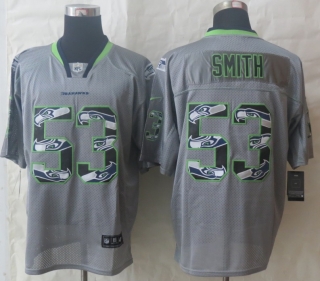 2014 New Nike Seattle Seahawks 53 Smith Lights Out Grey Stitched Elite Jerseys