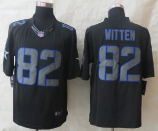 New Nike Dallas Cowboys 82 Witten Impact Limited Black Jerseys