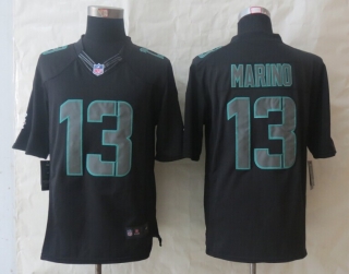 New Nike Miami Dolphins 13 Marino Impact Limited Black Jerseys