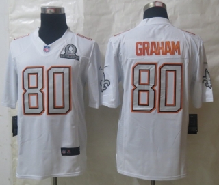 Nike New Orleans Saints 80 Graham Pro Bowl White Elite Jerseys