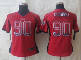 Women 2014 New Nike Houston Texans 90 Clowney Drift Fashion Red Elite Jerseys