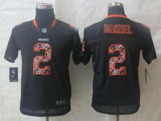 Youth 2014 New Nike Cleveland Browns 2 Manziel Lights Out Black Elite Jerseys