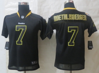 Youth Nike Pittsburgh Steelers 7 Roethlisberger Lights Out Black Elite Jerseys