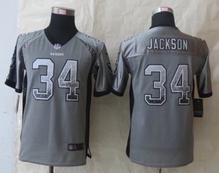 Youth 2014 New Nike Okaland Raiders 34 Jackson Drift Fashion Grey Elite Jerseys