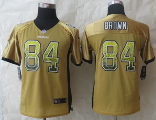 Youth 2014 New Nike Pittsburgh Steelers 84 Brown Drift Fashion Gold Elite Jerseys
