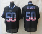 2014 New Nike Buffalo Bills 50 Alonso USA Flag Fashion Black Elite Jersey