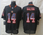 2014 New Nike Cincinnati Bengals 14 Dalton USA Flag Fashion Black Elite Jerseys