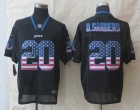 2014 New Nike Detroit Lions 20 B.Sanders USA Flag Fashion Black Elite Jerseys