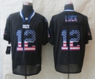 2014 New Nike Indianapolis Colts 12 Luck USA Flag Fashion Black Elite Jerseys