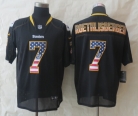 2014 New Nike Pittsburgh Steelers 7 Roethlisberger USA Flag Fashion Black Elite Jersey
