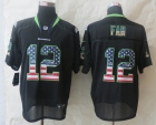 2014 New Nike Seattle Seahawks 12 Fan USA Flag Fashion Black Elite Jerseys