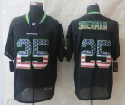 2014 New Nike Seattle Seahawks 25 Sherman USA Flag Fashion Black Elite Jerseys