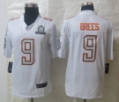 Nike New Orleans Saints 9 Brees Pro Bowl White Elite Jerseys