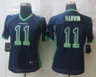 Women 2013 New Nike Seattle Seahawks 11 Harvin Drift Fashion Blue Elite Jerseys
