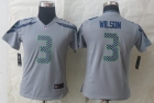 Women Nike Seattle Seahawks 3 Wilson Grey Limited Jerseys