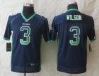 Youth 2014 New Nike Seattle Seahawks 3 Wilson Drift Fashion Blue Elite Jerseys