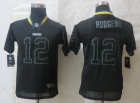 Youth Nike Green Bay Packers 12 Rodgers Lights Out Black Elite Jerseys