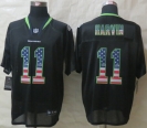 2014 New Nike Seattle Seahawks 11 Harvin USA Flag Fashion Black Elite Jerseys